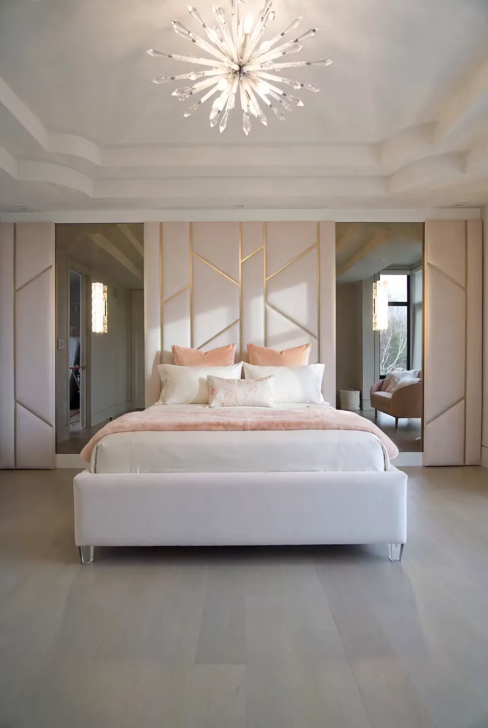 Full view of the light bed below a starburst ceiling light