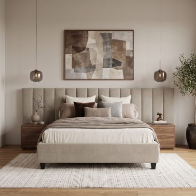 Nicole custom upholstered bed by BOKO Designs