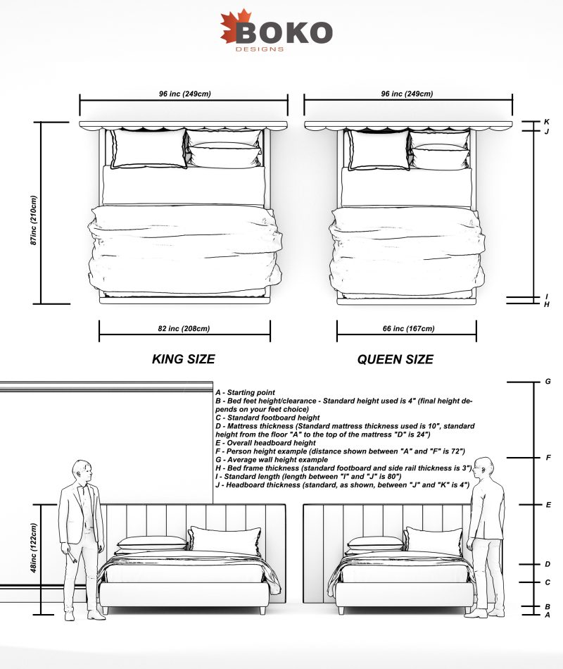 Custom upholstered bed dimensions