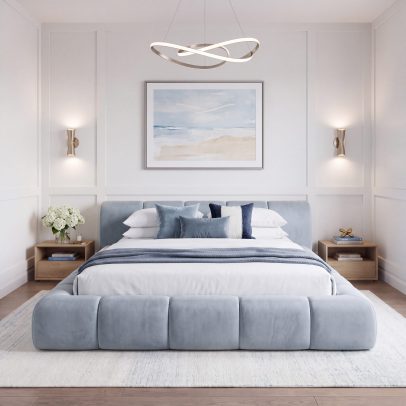 BOKO Geneva cloud channel platform bed in Dusty blue