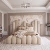 BOKO Lola kids rounded panel upholstered bed in Natural